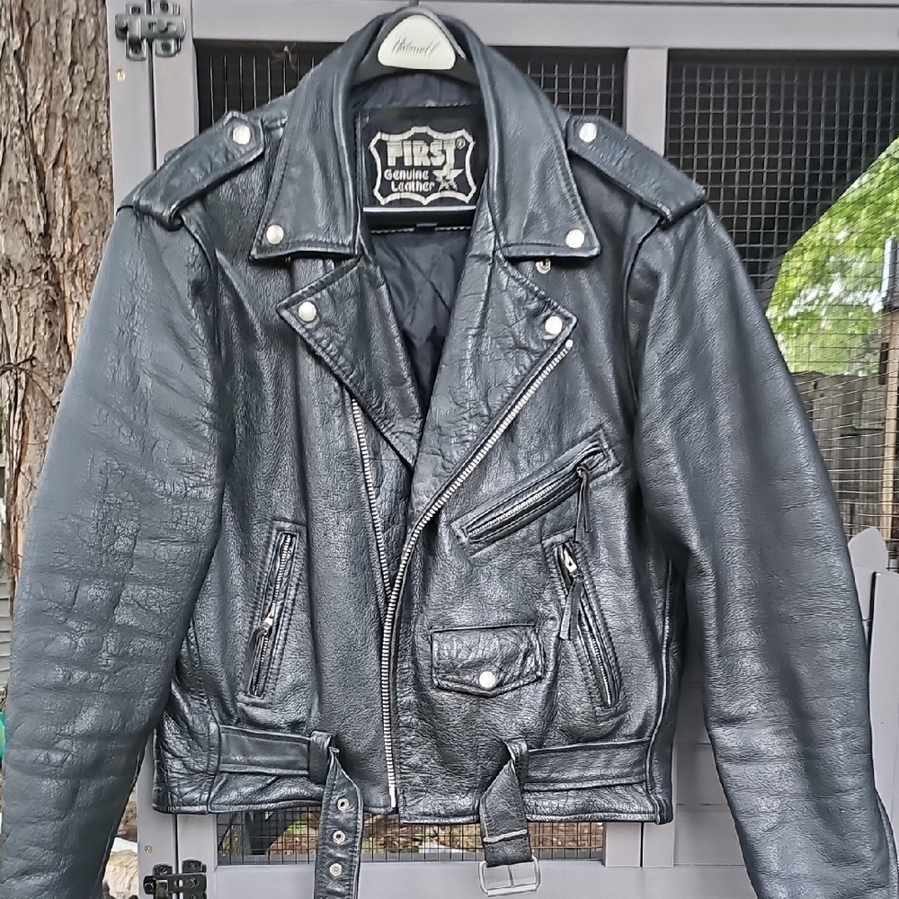 Firs Genuine Leather Black Biker Jacket